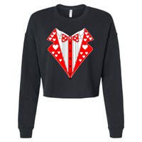 Valentine's Day Heart Tuxedo Cropped Pullover Crew