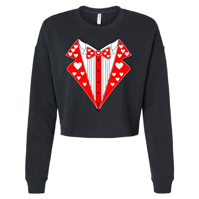 Valentine's Day Heart Tuxedo Cropped Pullover Crew