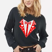 Valentine's Day Heart Tuxedo Cropped Pullover Crew