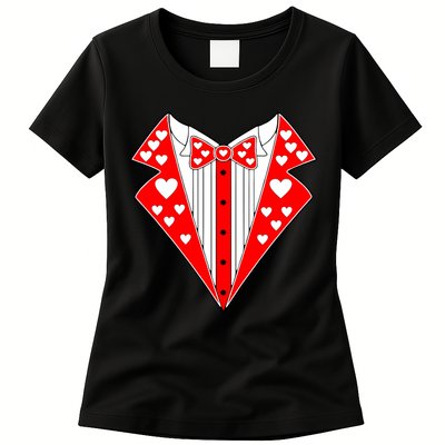 Valentine's Day Heart Tuxedo Womens T-Shirt