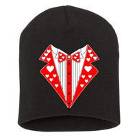 Valentine's Day Heart Tuxedo Short Acrylic Beanie