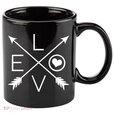 Valentines Day Love Arrows 11oz C Handle Ceramic Mug