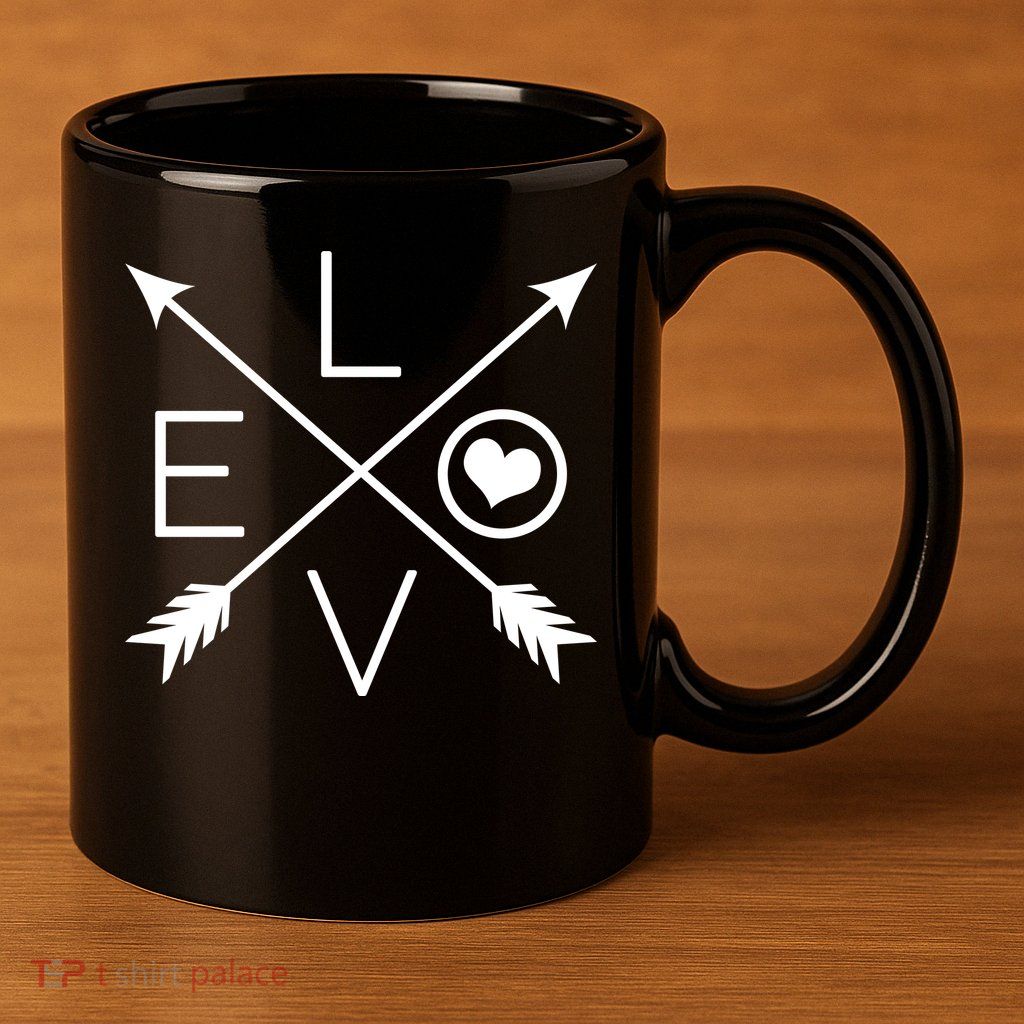 Valentines Day Love Arrows 11oz C Handle Ceramic Mug