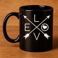 Valentines Day Love Arrows 11oz C Handle Ceramic Mug