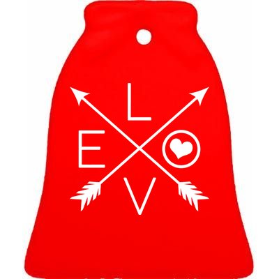 Valentines Day Love Arrows Ceramic Bell Ornament