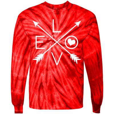 Valentines Day Love Arrows Tie-Dye Long Sleeve Shirt