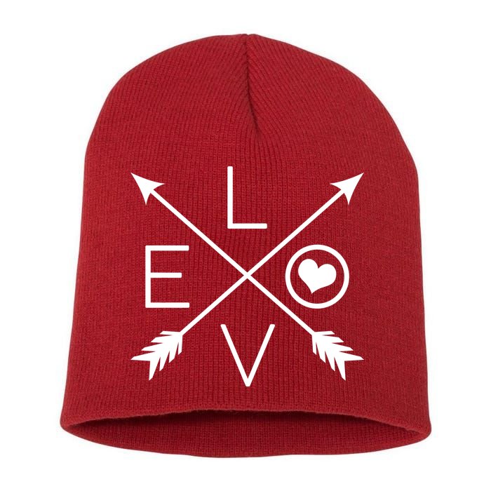 Valentines Day Love Arrows Short Acrylic Beanie