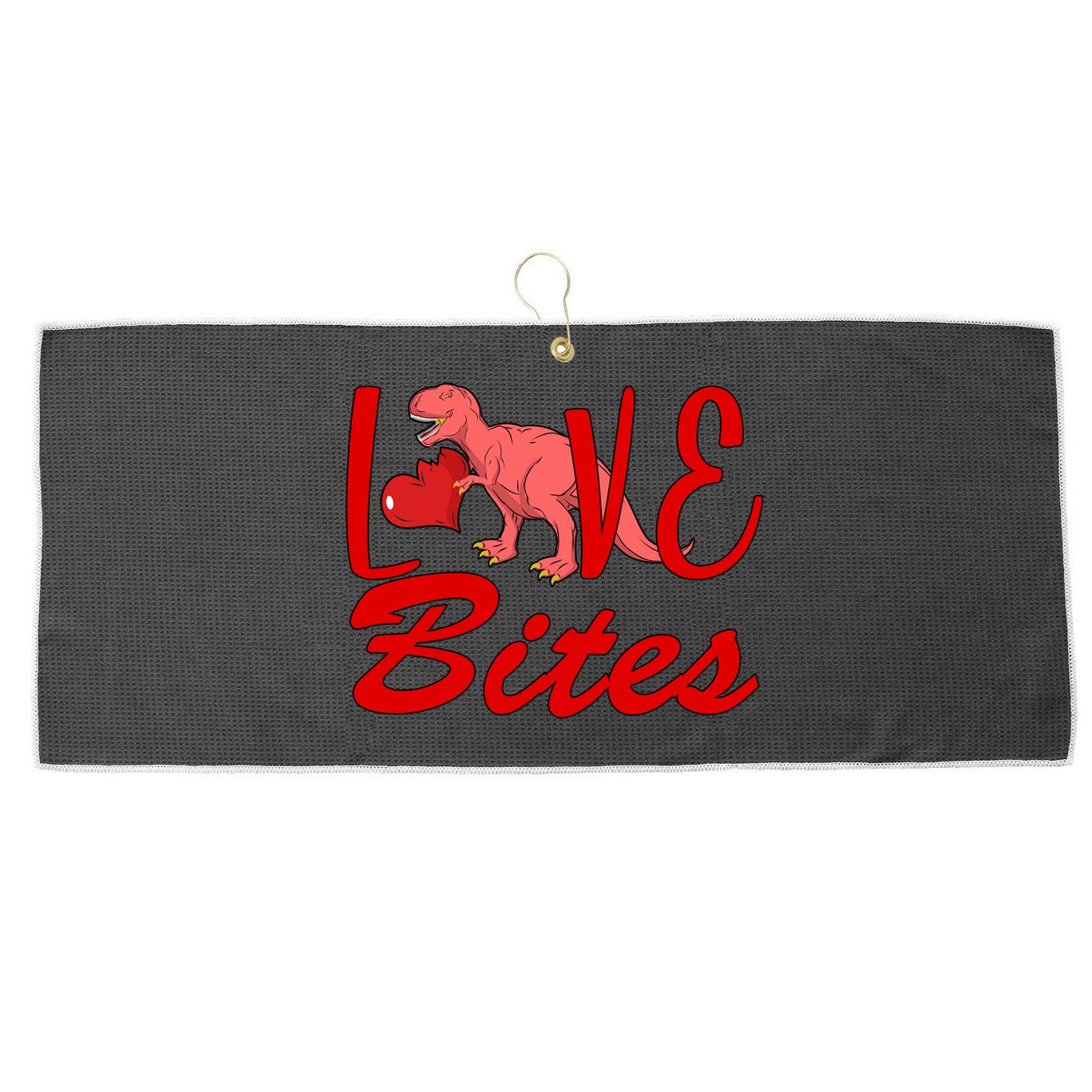 Valentines Day Love Bites Dinosaur Large Microfiber Waffle Golf Towel