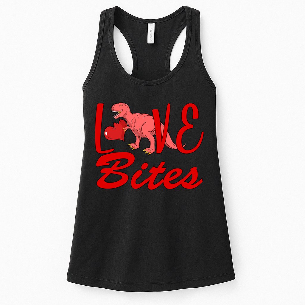 Valentines Day Love Bites Dinosaur Womens Tank Top