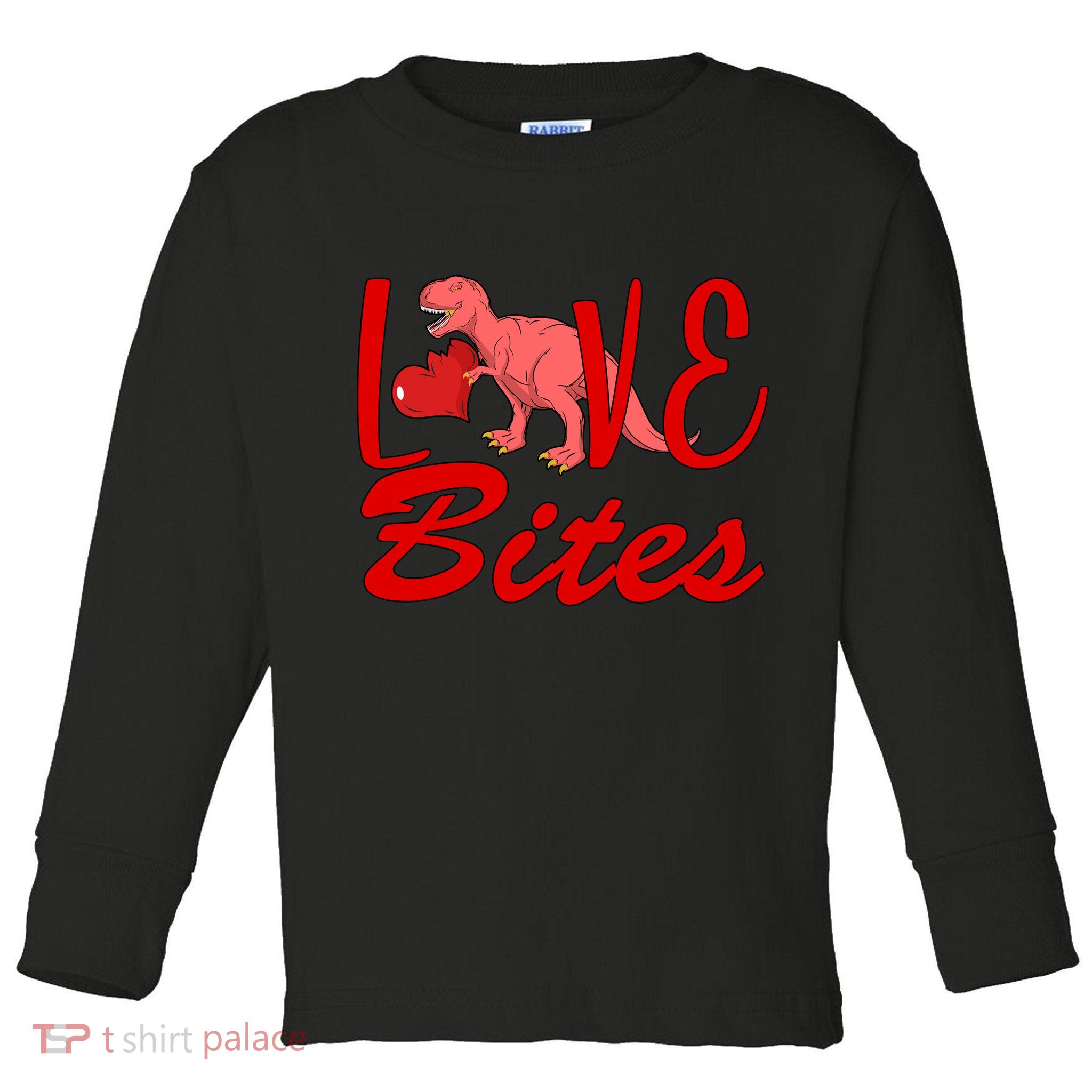 Valentines Day Love Bites Dinosaur Toddler Long Sleeve Shirt