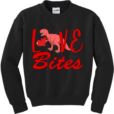 Valentines Day Love Bites Dinosaur Kids Sweatshirt