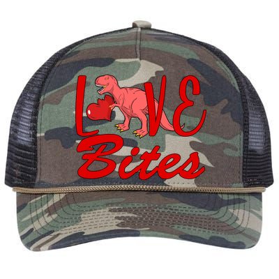 Valentines Day Love Bites Dinosaur Retro Rope Trucker Hat Cap