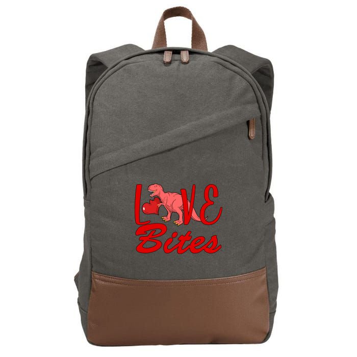 Valentines Day Love Bites Dinosaur Cotton Canvas Backpack