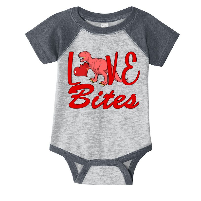 Valentines Day Love Bites Dinosaur Infant Baby Jersey Bodysuit