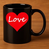 Valentine's Day Love Heart 11oz C Handle Ceramic Mug