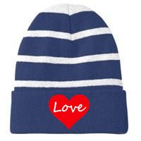 Valentine's Day Love Heart Striped Beanie with Solid Band