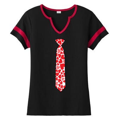 Valentine's Day Love Hearts Tie Ladies Halftime Notch Neck Tee