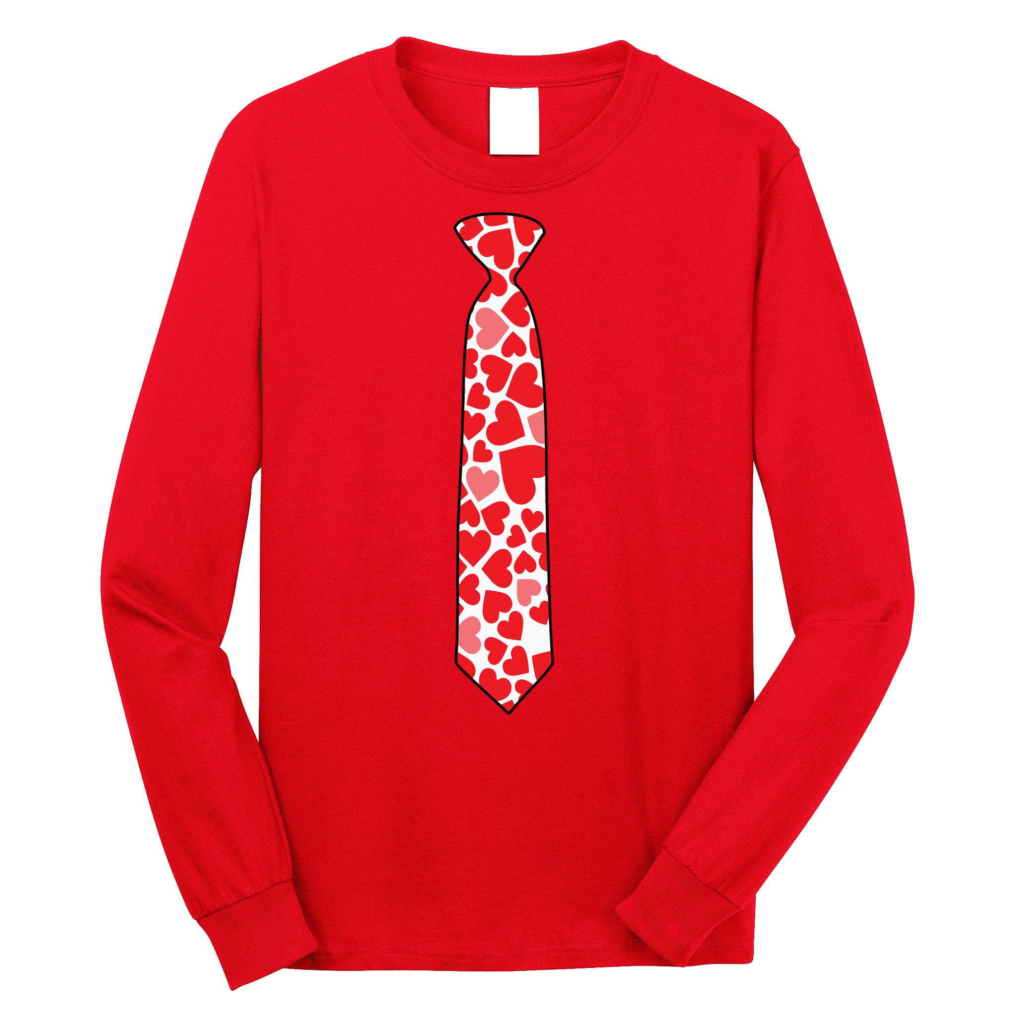 Valentine's Day Love Hearts Tie Long Sleeve Shirt