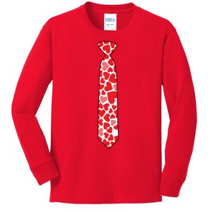 Valentine's Day Love Hearts Tie Kids Long Sleeve Shirt