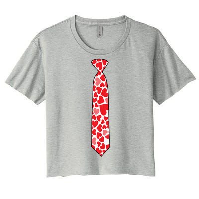 Valentine's Day Love Hearts Tie Women's Crop Top Tee