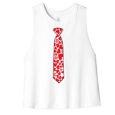 Valentine's Day Love Hearts Tie Women's Racerback Cropped Tank