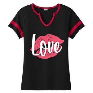 Valentines Day Love Lips Ladies Halftime Notch Neck Tee