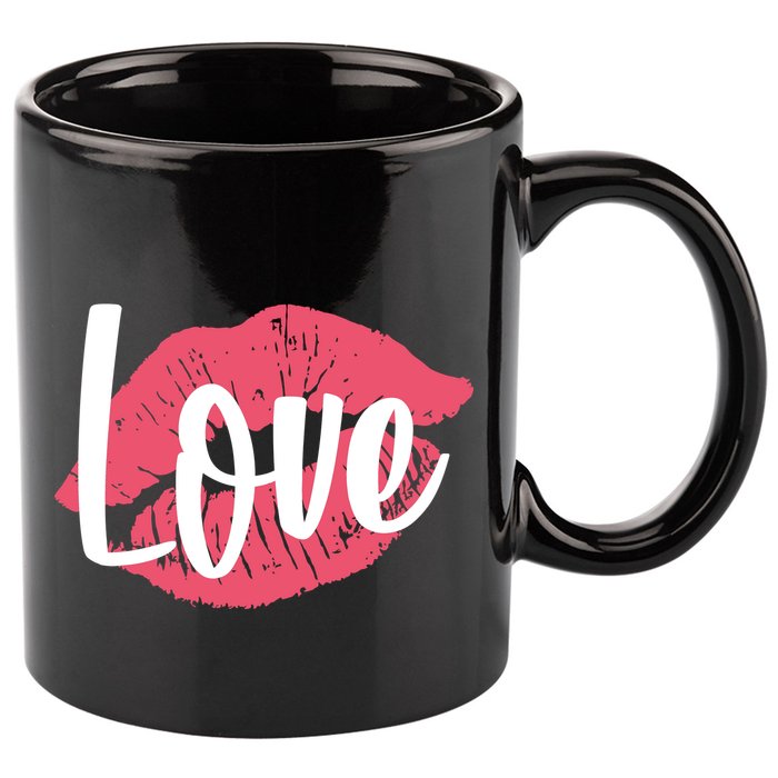 Valentines Day Love Lips 11oz C Handle Ceramic Mug