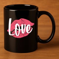 Valentines Day Love Lips 11oz C Handle Ceramic Mug