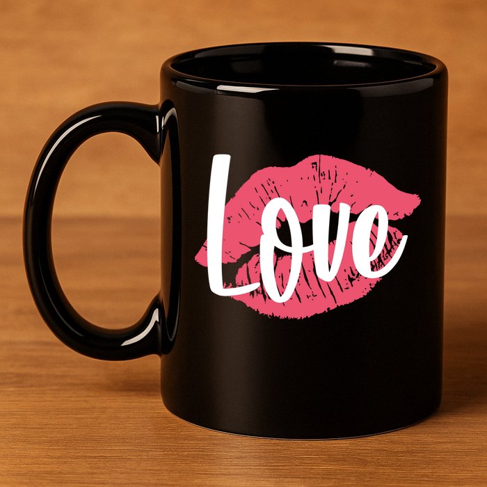 Valentines Day Love Lips 11oz C Handle Ceramic Mug