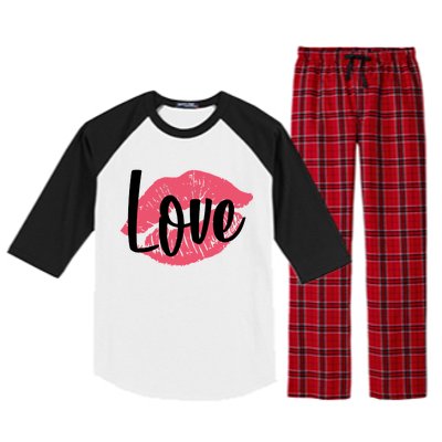 Valentines Day Love Lips Raglan Sleeve Pajama Set