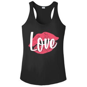 Valentines Day Love Lips Ladies PosiCharge Competitor Racerback Tank