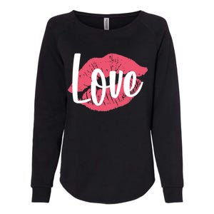 Valentines Day Love Lips Womens California Wash Sweatshirt