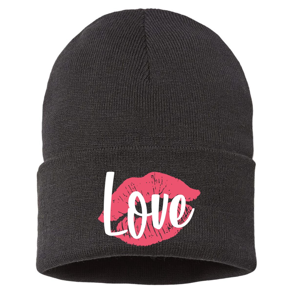Valentines Day Love Lips Sustainable Knit Beanie