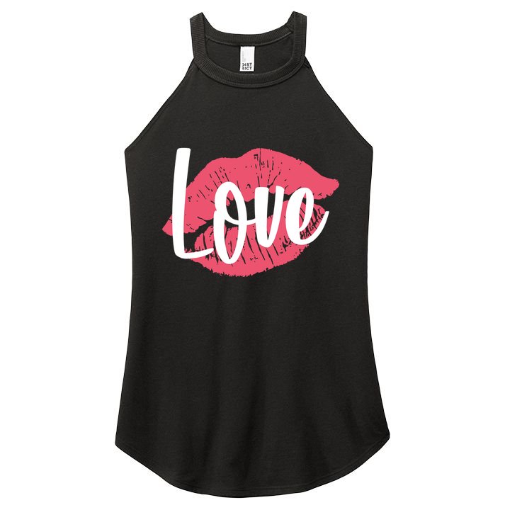 Valentines Day Love Lips Women's Perfect Tri Rocker Tank