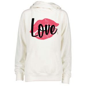 Valentines Day Love Lips Womens Funnel Neck Pullover Hood