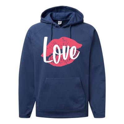 Valentines Day Love Lips Performance Fleece Hoodie