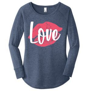 Valentines Day Love Lips Women's Perfect Tri Tunic Long Sleeve Shirt