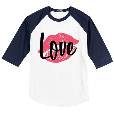 Valentines Day Love Lips Baseball Sleeve Shirt