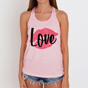 Valentines Day Love Lips Women's Knotted Racerback Tank