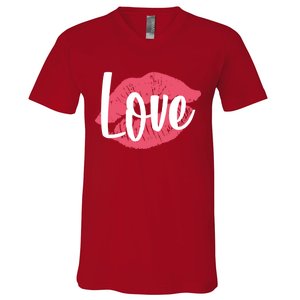 Valentines Day Love Lips V-Neck T-Shirt