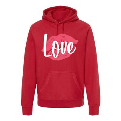 Valentines Day Love Lips Premium Hoodie