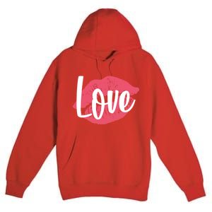 Valentines Day Love Lips Premium Pullover Hoodie