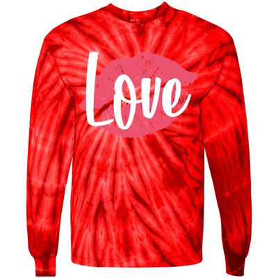 Valentines Day Love Lips Tie-Dye Long Sleeve Shirt