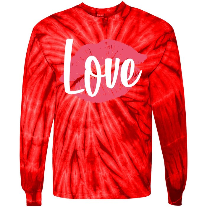 Valentines Day Love Lips Tie-Dye Long Sleeve Shirt