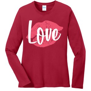 Valentines Day Love Lips Ladies Long Sleeve Shirt