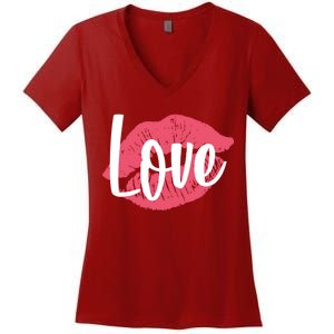 Valentines Day Love Lips Women's V-Neck T-Shirt