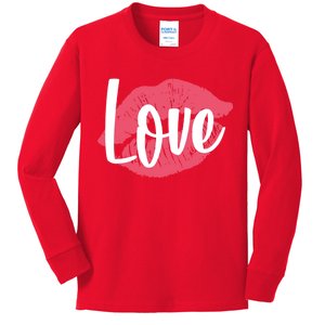 Valentines Day Love Lips Kids Long Sleeve Shirt