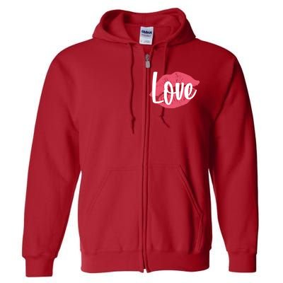 Valentines Day Love Lips Full Zip Hoodie