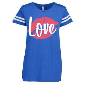 Valentines Day Love Lips Enza Ladies Jersey Football T-Shirt