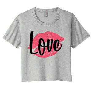 Valentines Day Love Lips Women's Crop Top Tee